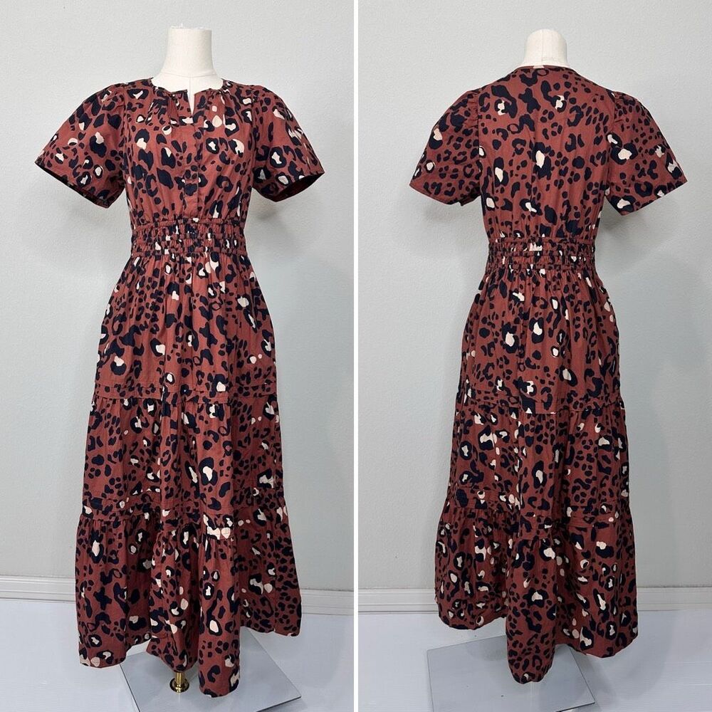 Anthropologie Somerset Maxi Dress Sz S Leopard Print Pockets - Picture 5 of 12